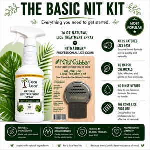 COCO LOCO NIT KIT: 16 OZ. COCO LOCO ALL NATURAL LICE TREATMENT-NITNABBER PROFESSIONAL LICE COMB