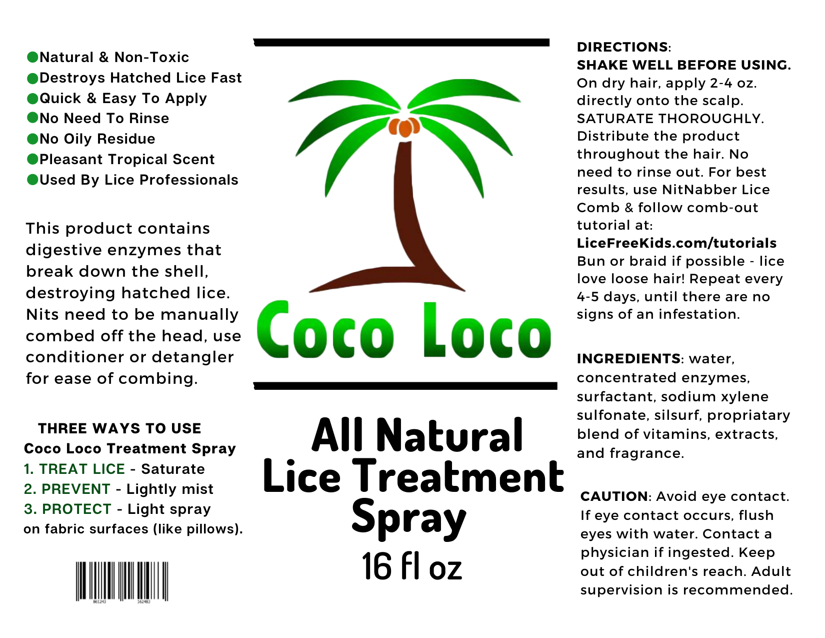 Coco Loco Leave in Lice Treatment 16 OZ. CocoLocoForLice